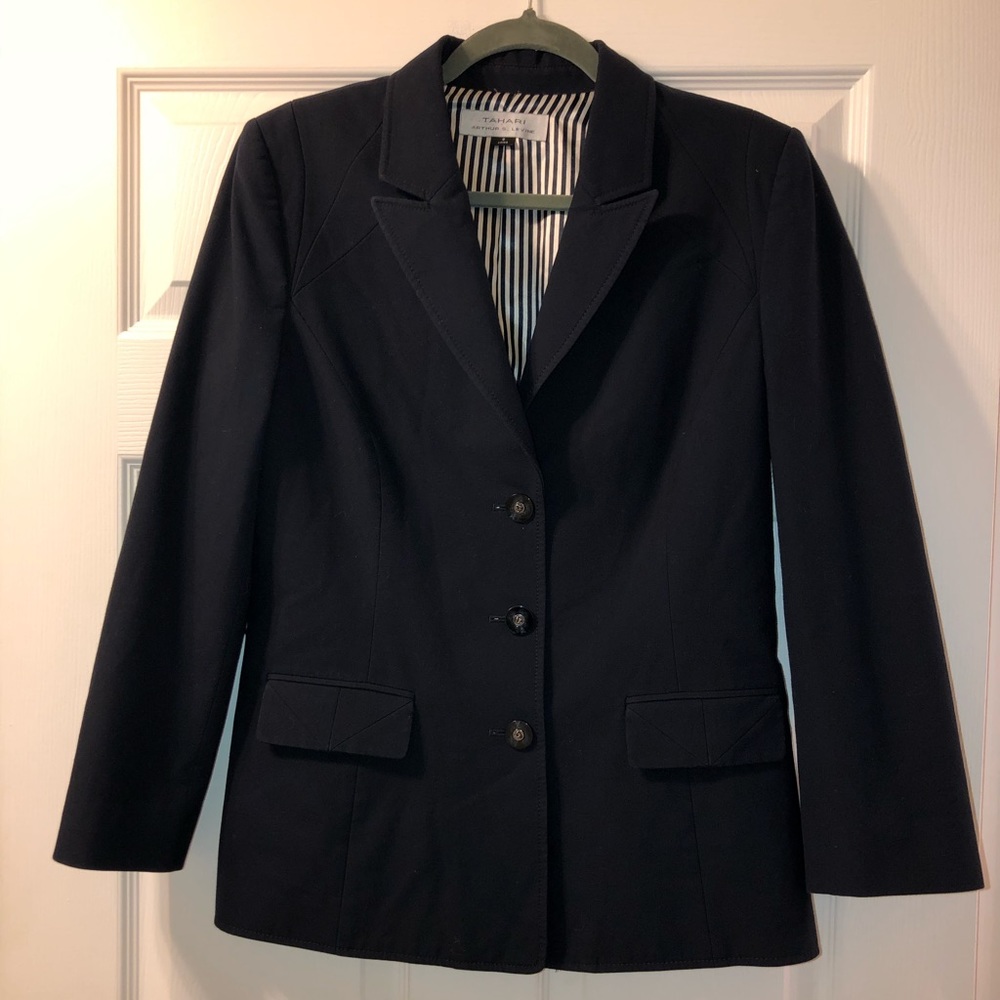 TAHARI by Arhtur S. LeVine sz 8 Navy Blue & lined